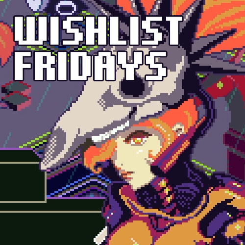 Cover for Wishlist Fridays first post. The art is a close-up of one of the antagonists from the game Keylocker.